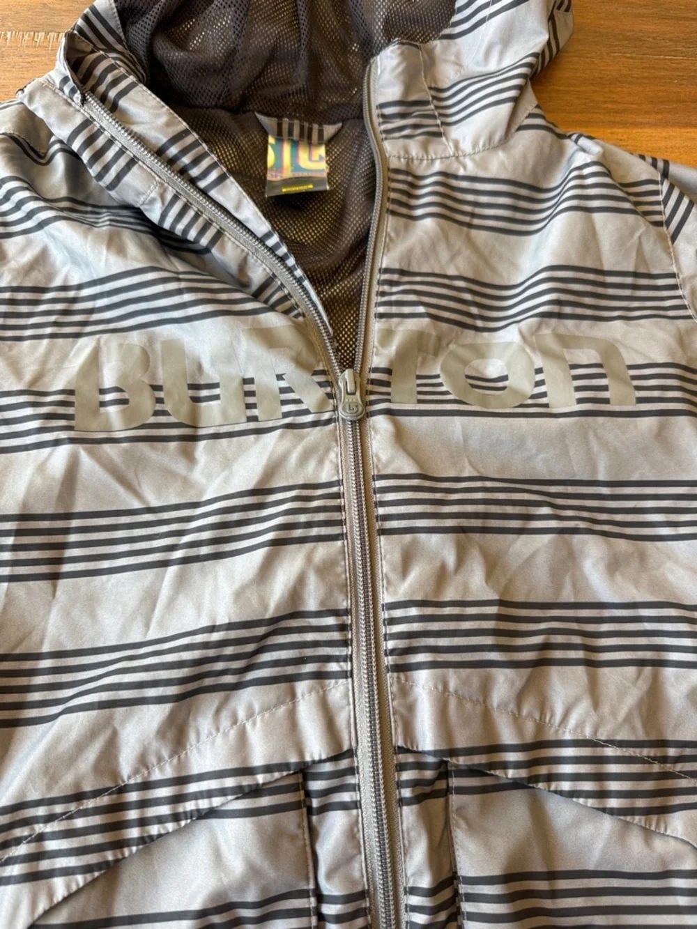 Burton Kids' Dover Gray & Black Striped Hooded Raincoat - NWOT